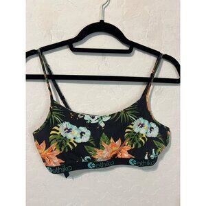Ethica Sz S Bra Top Athletic Wear Floral Print on Black Sport Bra